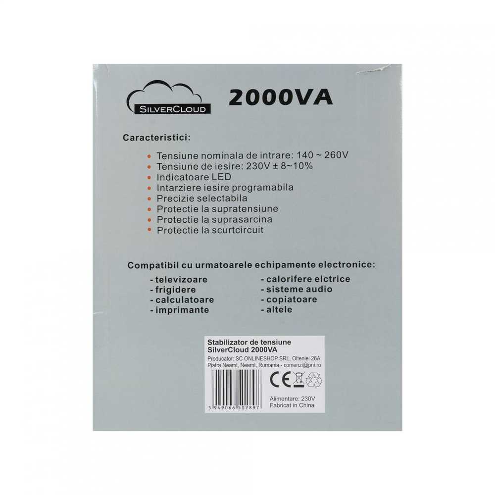 Įtampos stabilizatorius SilverCloud 2000VA 1200W