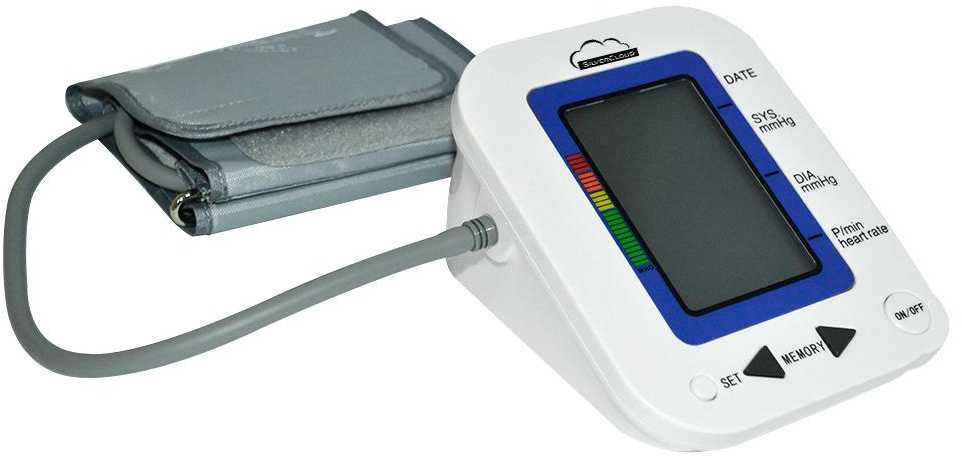 Elektroninis žastinis kraujospūdžio matuoklis SilverCloud MB23 su LCD ekranu, balso įspėjimo funkcija, širdies ritmo rodmenimis, manžete 22-36cm
