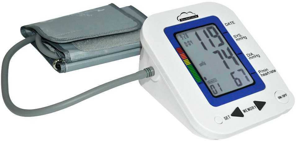 Elektroninis žastinis kraujospūdžio matuoklis SilverCloud MB23 su LCD ekranu, balso įspėjimo funkcija, širdies ritmo rodmenimis, manžete 22-36cm