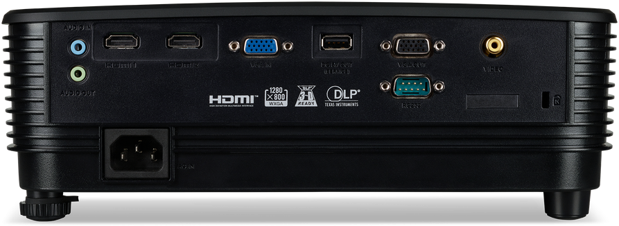 Vaizdo projektorius Acer X1329, WXGA 1280*800, iki 1920*1200, 4800 liumenų, 16:10 / 4:3 / 16:9, 20 000:1, maksimali įstrižainė 300 colių, maksimalus projektavimo atstumas 10 m, 3 W garsiakalbis, lempa 5000 val. / 20 000 val., 29 dB, 2,4kg, D-sub, kompozicinis vaizdo signalas, 2*HDMI, kompiuterio garso įvestis/išvestis, nuolatinės srovės išvestis (5 V / 1,5 A, USB A tipo), RS232