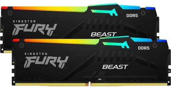 RAM Kingston KF568C34BBEAK2-32 32GB 6800MT/s DDR5 CL34 DIMM (Kit of 2) FURY Beast Juodas RGB EXPO | Kingstonas