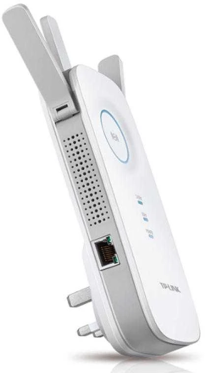TP-LINK AC1750 dviejų juostų belaidis sieninis diapazono plėstuvas Qualcomm 1300Mbps esant 5GHz + 450Mbps esant 2,4Ghz 802.11ac/a/b/g/n