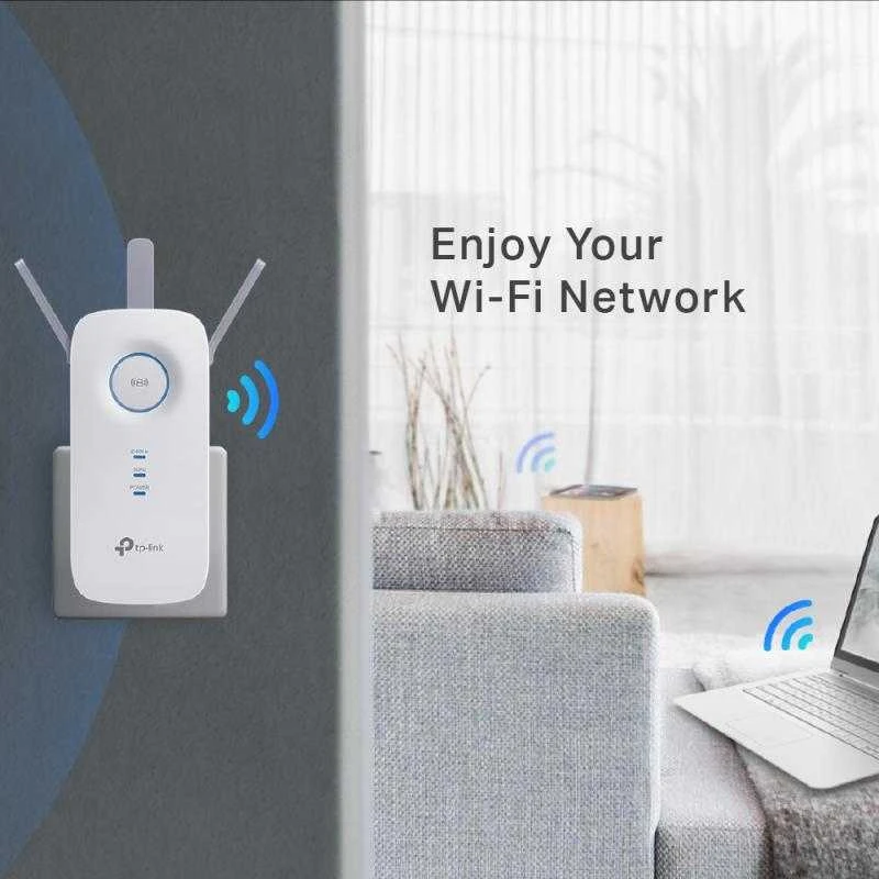 TP-LINK AC1750 dviejų juostų belaidis sieninis diapazono plėstuvas Qualcomm 1300Mbps esant 5GHz + 450Mbps esant 2,4Ghz 802.11ac/a/b/g/n