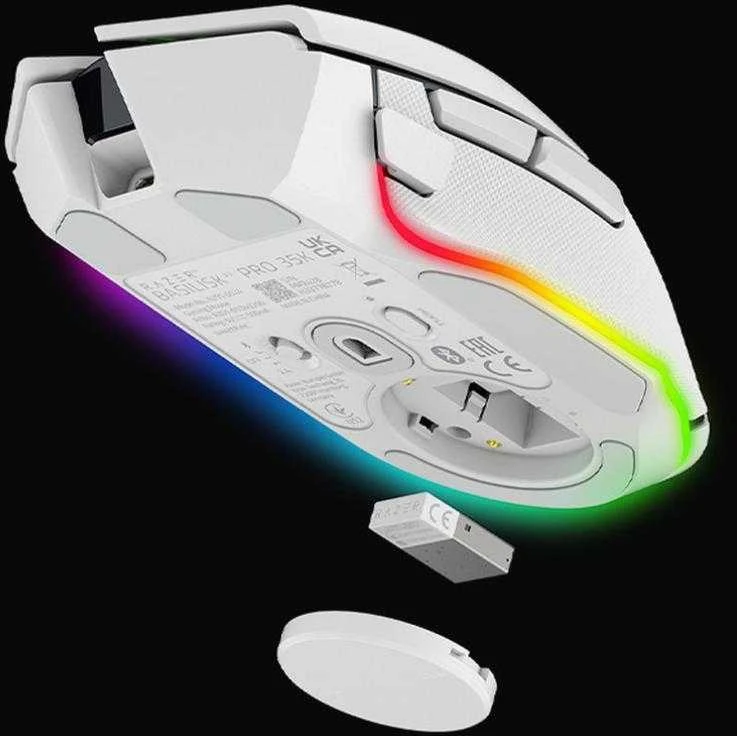 Razer | Pelė žaidimams | Basilisk V3 Pro 35K | Optinė pelė | Wireless | Baltas | Yes