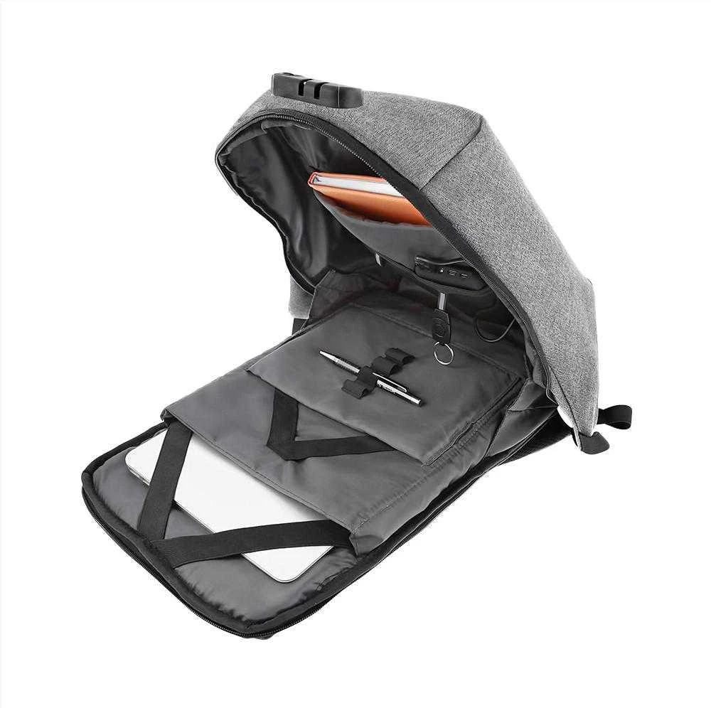 Tellur 15.6" nešiojamojo kompiuterio kuprinė su apsauga nuo vagystės V2, USB prievadu, pilka