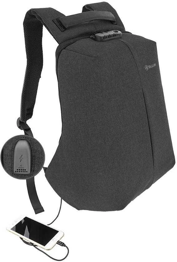 Tellur 15.6 Notebook Backpack Antitheft V2, USB prievadas, juodas