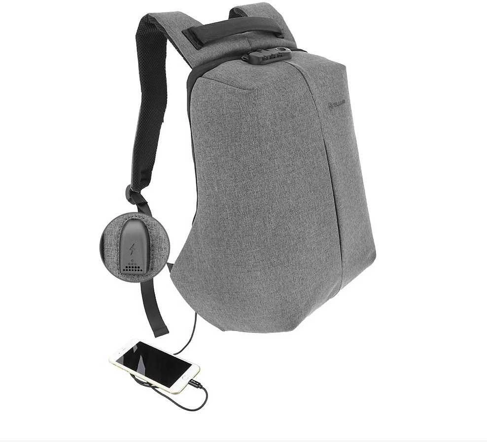 Tellur 15.6" nešiojamojo kompiuterio kuprinė su apsauga nuo vagystės V2, USB prievadu, pilka