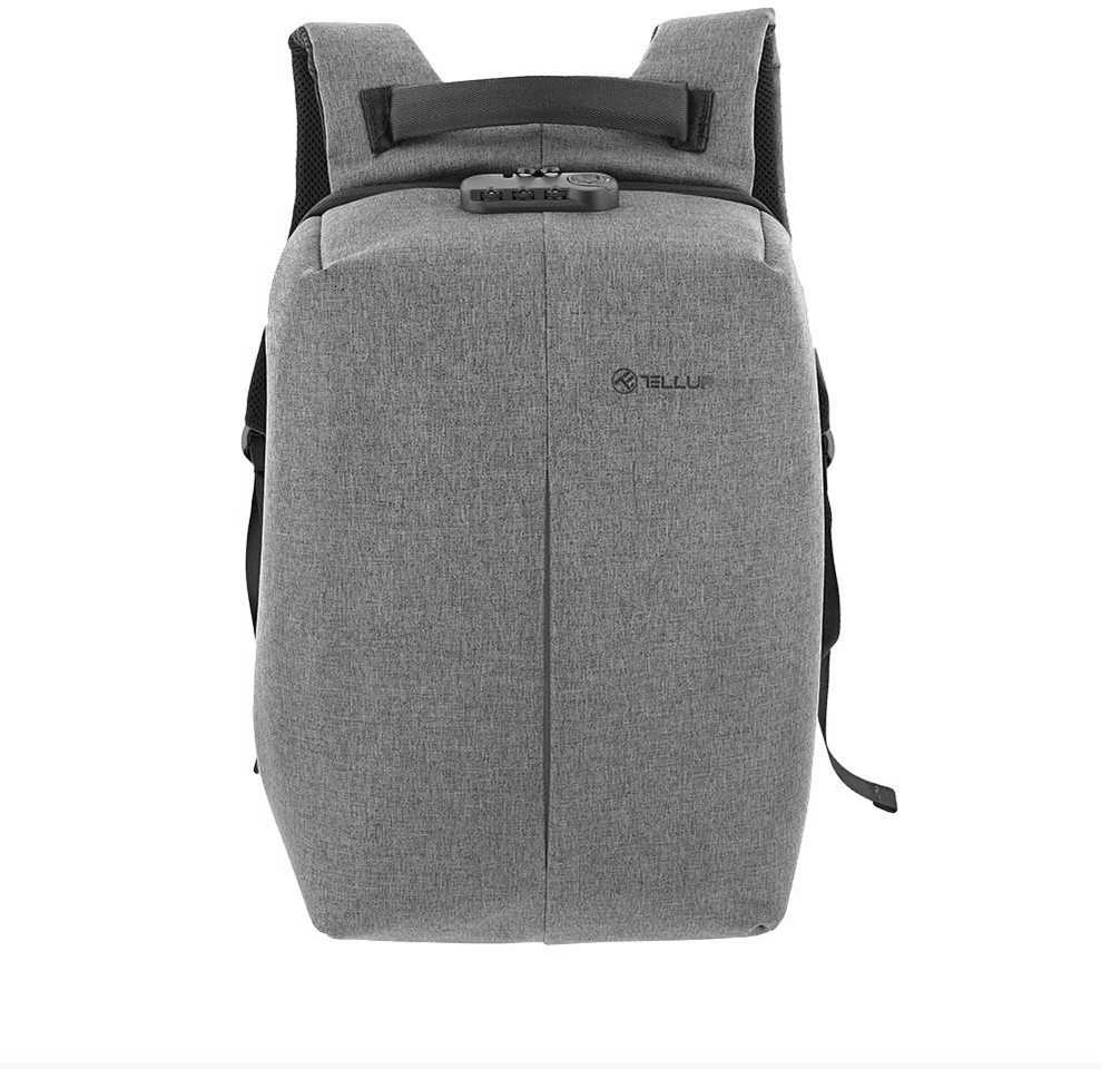 Tellur 15.6" nešiojamojo kompiuterio kuprinė su apsauga nuo vagystės V2, USB prievadu, pilka