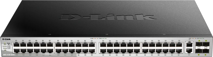 Šakotuvas D-LINK DGS-3130-54TS, L2+ Managed Switch with 48 10/100/1000Base-T jungtys and 2 10GBase-T jungtys and 4 10GBase-X SFP+ jungtys | D-Link