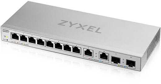 Šakotuvas Switch ZyXEL XGS1210-12 - V2 - Switch - managed - 8 x 10/100/1000 + 2 x 100/1000/2.5G + 2 x 1 Gigabit/10 Gigabit SFP+ (Uplink) - Desktop do montażu na ścianie