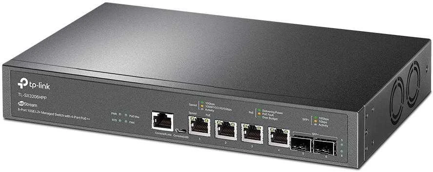 Šakotuvas TP-Link 4-PORT 10G MANAGED POE SWITCH - L2+ 2-PORT 10G SFP+ 4-PORT POE++