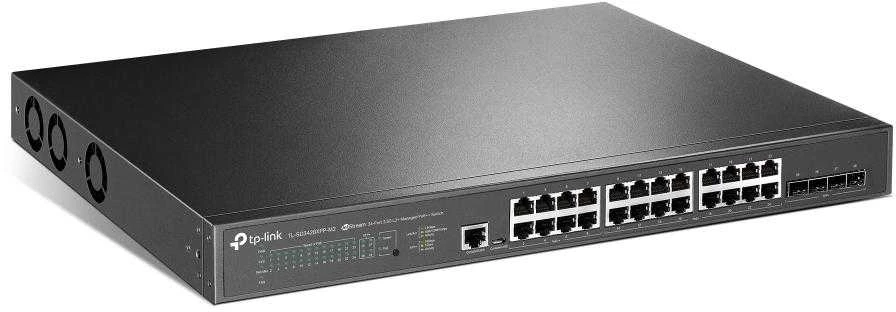 Šakotuvas Port TP-Link Omada 24 prievadų 2.5GBASE-T ir 4 prievadų 10GE SFP+ L2+ valdomas komutatorius su 16 prievadų PoE+ ir 8 prievadų PoE++