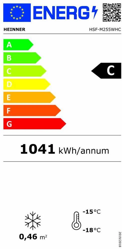 Šaldiklis HEINNER HSF-M255WHC ŠALDYTUVAS SU STUMDOMUOJU DANGČIU