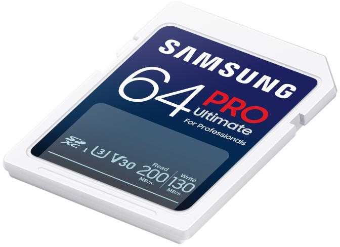 Atminties kortelė Samsung PRO Ultimate SDXC 64GB UHS-I U3 [Zapis 130MB/s Odczyt 200MB/s]