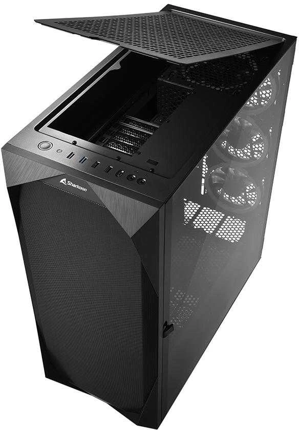 Sharkoon REV300, Tower tipo korpusas - juodas, grūdintas stiklas