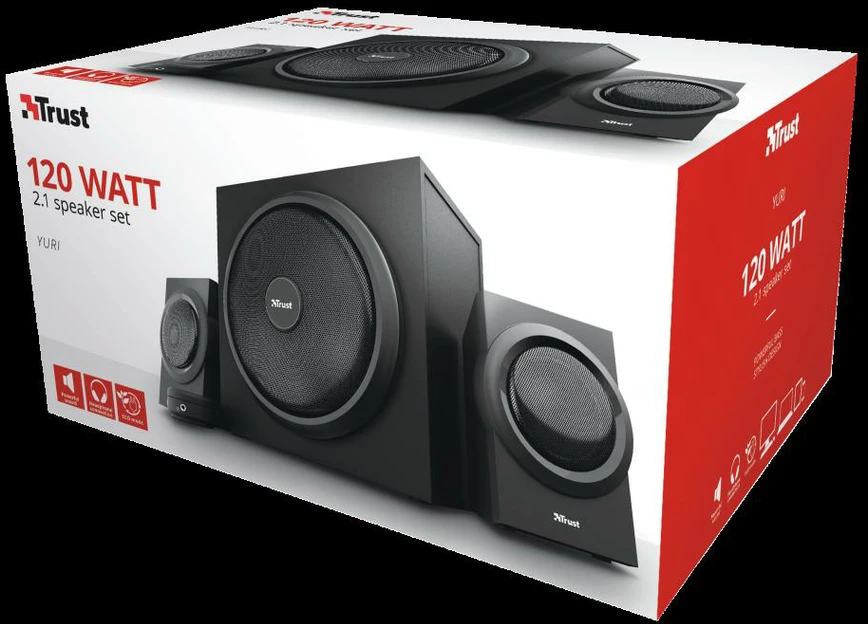 Kompiuterio kolonėlės Trust Yuri garsiakalbių komplektas 60 W Universal Juodas 2.1 kanalai 1 krypties 15 W