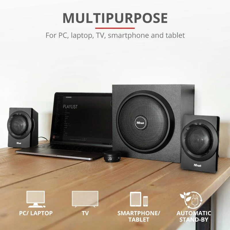 Kompiuterio kolonėlės Trust Yuri garsiakalbių komplektas 60 W Universal Juodas 2.1 kanalai 1 krypties 15 W