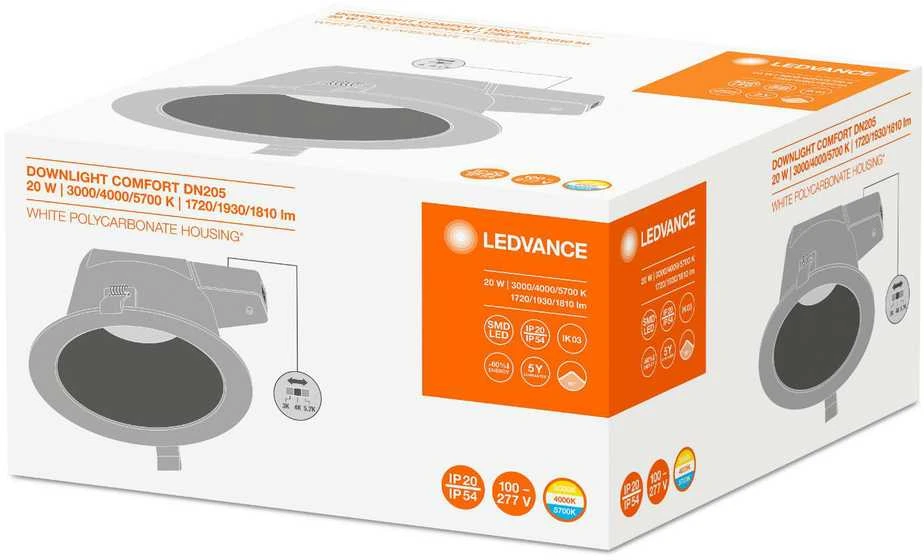 Ledvance Įleidžiamas šviestuvas COMFORT 205 20 W 3CCT IP54 WT