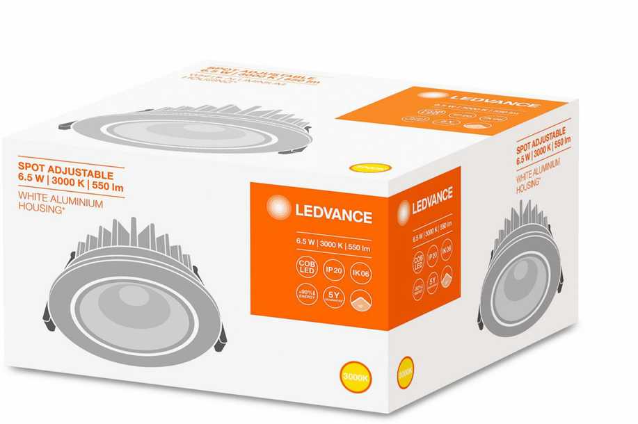 Ledvance Įleidžiamas šviestuvas, pakreipiamas 6.50 W 3000 K WT