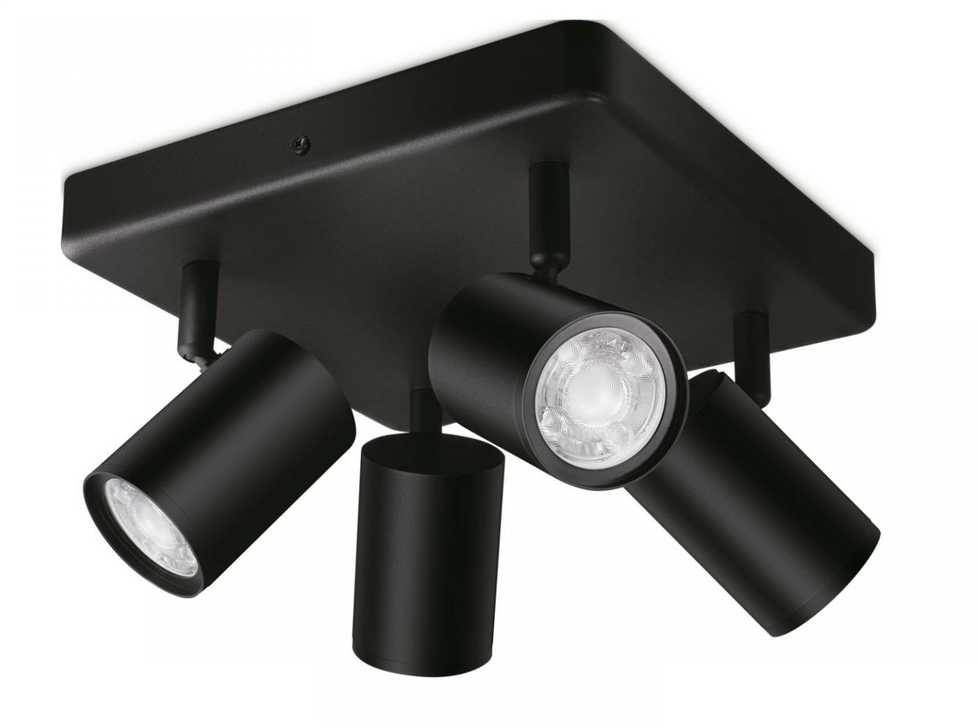 Lampa sufitowa Signify WiZ IMAGEO 4erSpots Deckenleu quadrat Tunable Baltas&Color Schw