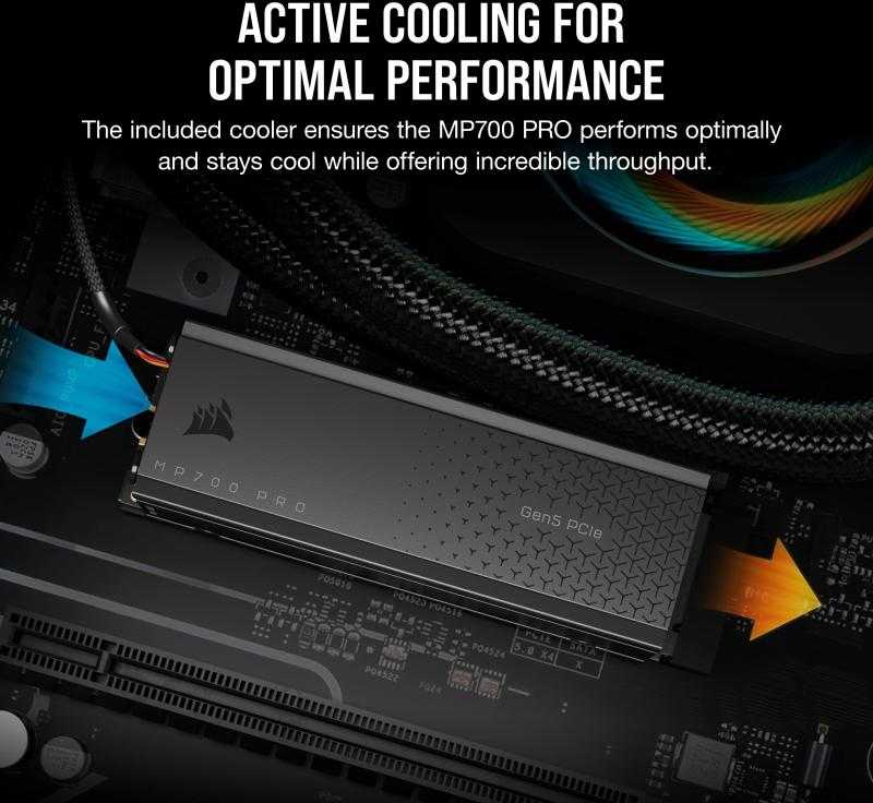 Corsair MP700 Pro NVMe SSD, PCIe 5.0 M.2 Typ 2280 - 2 TB mit Kühlkörper