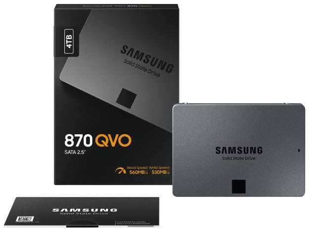 Kietasis diskas SSD SAMSUNG 870 QVO/4TB/SATA 3.0/Rašymo greitis 530 MBytes/sec/Skaitymo greitis 560 MBytes/sec/2,5"/TBW 1440 TB/MTBF 1500000 hours/MZ-77Q4T0BW