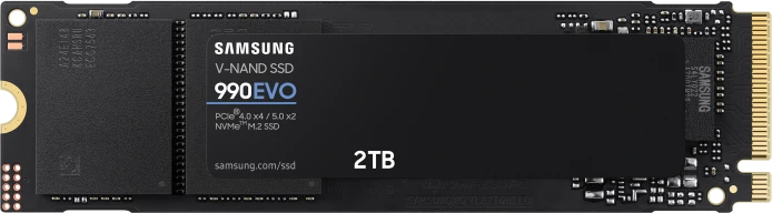 Kietasis diskas Samsung 990 EVO, 2000 GB, Rašymo greitis 4200 MB/s, Skaitymo greitis 5000 MB/s