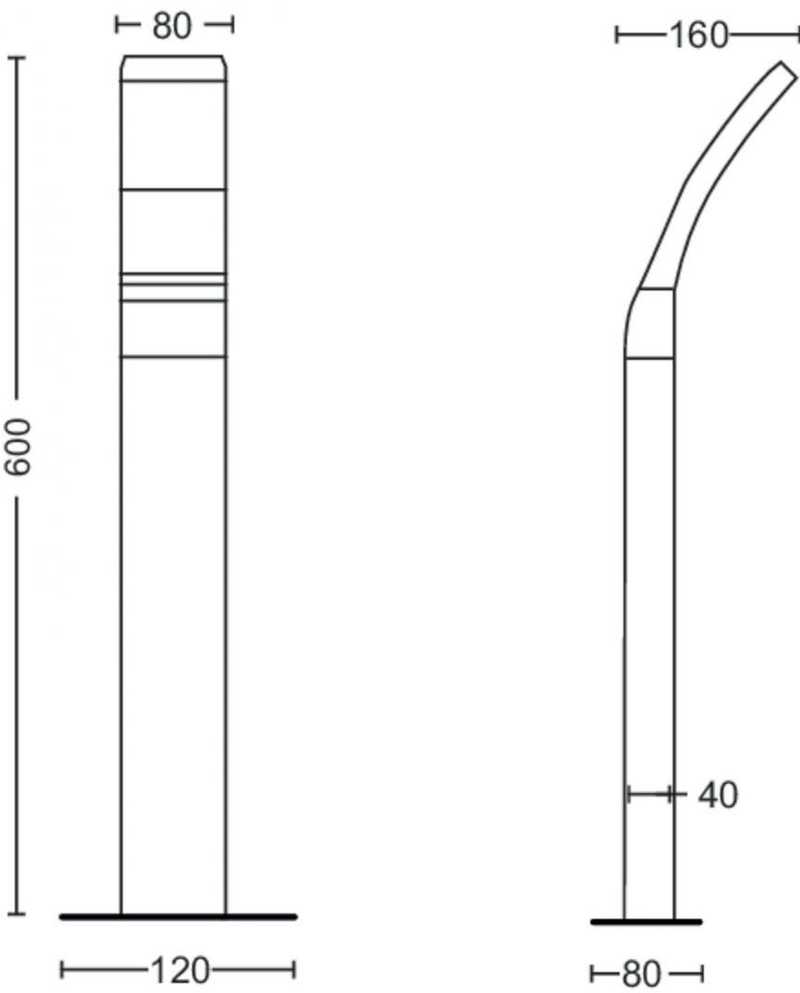 Stalp LED pentru iluminat exterior Philips Splay, 12W, 1100 lm, luminacalda (2700K), IP44, 600x120x160mm, Antracit