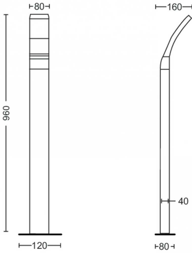 Stalp LED pentru iluminat exterior Philips Splay, 12W, 1100 lm, luminacalda (2700K), IP44, 960x120x160mm, Antracit