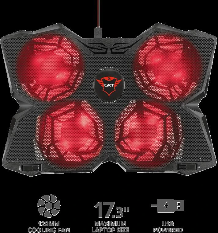 Aušinimo kilimėlis „Trust GXT 278 Yozu 20817“ (17 colių, 4 ventiliatoriai)