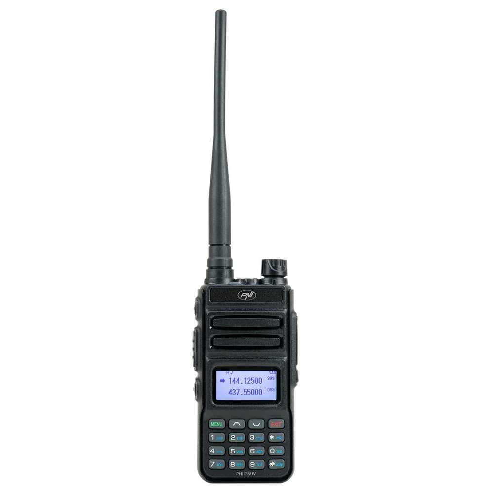 Nešiojama VHF / UHF radijo stotelė PNI P15UV dviejų dažnių, 144-146MHz / 430-440Mhz, 999 kanalų, su 1500 mAh baterija
