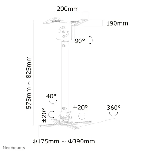 Neomounts NewStar Lubinis laikiklis projektoriui mount solution (height from 58 - 83 cm)