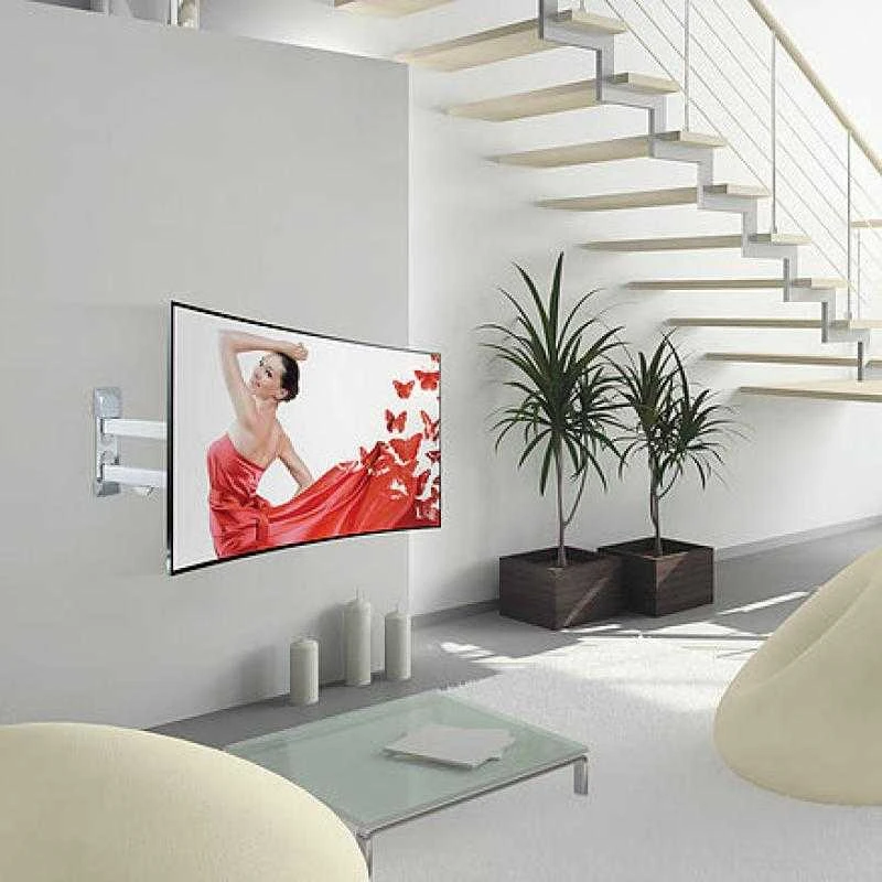 Laikiklis BARKAN 3400W.W 65" lygiam/lenktam TV, 4 lankstų, sieninis, baltas