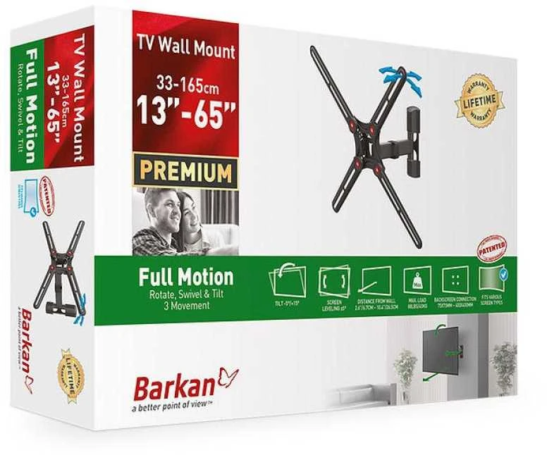 Laikiklis BARKAN BM331 13"-65" TV, 3 lankstų, sieninis, juodas