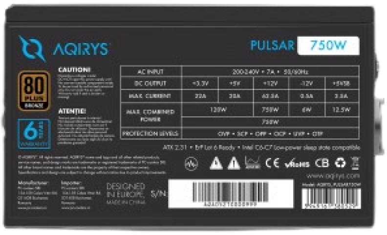 Maitinimo šaltinis AQIRYS PULSAR 750 W (AQI-GA-PS-6)