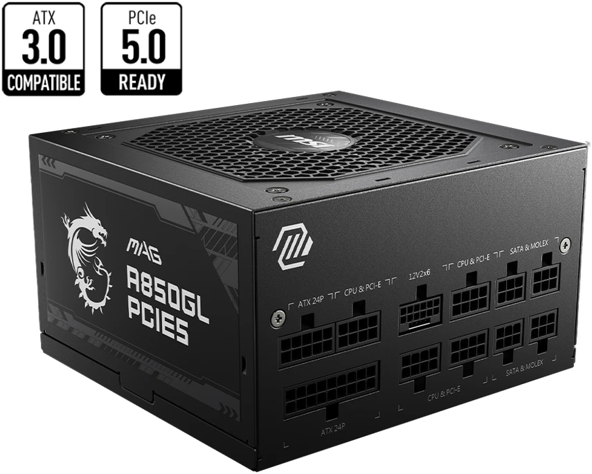 Maitinimo Blokas MSI MAG A850GL PCIE5/ATX 3.0 Compatible/PCIe 5.0 Ready/80 PLUS Gold/850W