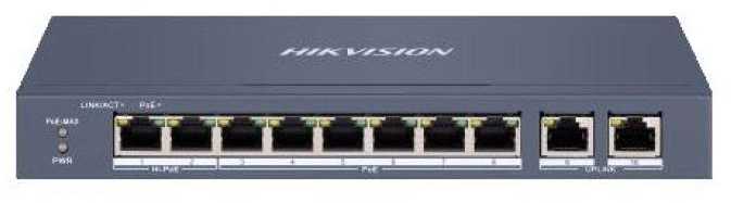 Šakotuvas SWITCH POE DS-3E1310HP-EI 8 PRIEVADŲ Hikvision