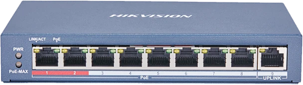 Šakotuvas Hikvision | 8 prievadų Gigabit jungiklis | DS-3E0109P-E(C) | Nevaldomas | Darbalaukis | PoE/Poe+ jungtys kiekis 8