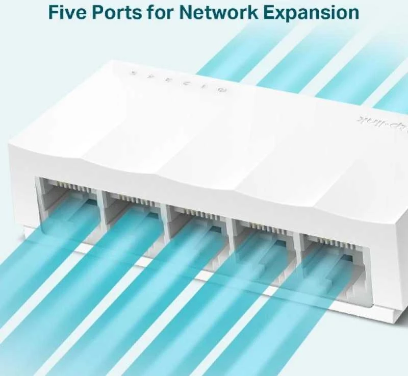 Šakotuvas TP-LINK LiteWave 5 prievadų 10/100M stalinio kompiuterio jungiklis 5 10/100M RJ45 prievadų darbalaukio plastikinis dėklas