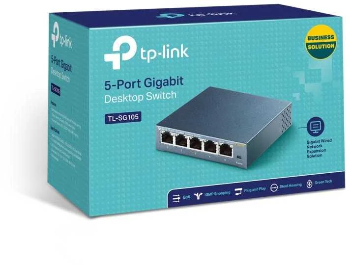 Šakotuvas Komutatorius TP-LINK, 5-port, metalinis korpusas, juodas / TL-SG105