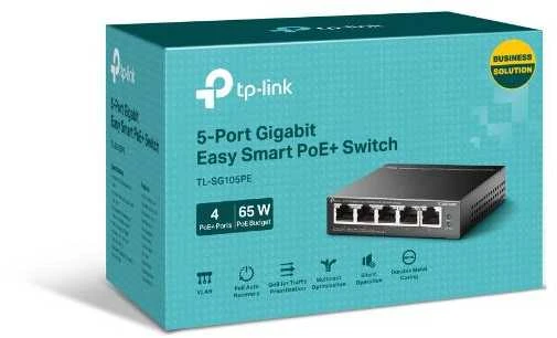 Šakotuvas TP-LINK | Jungiklis | TL-SG105PE | Nevaldomas | Darbalaukis | PoE+ jungtys kiekis 4 | Maitinimo tipas Išorinis