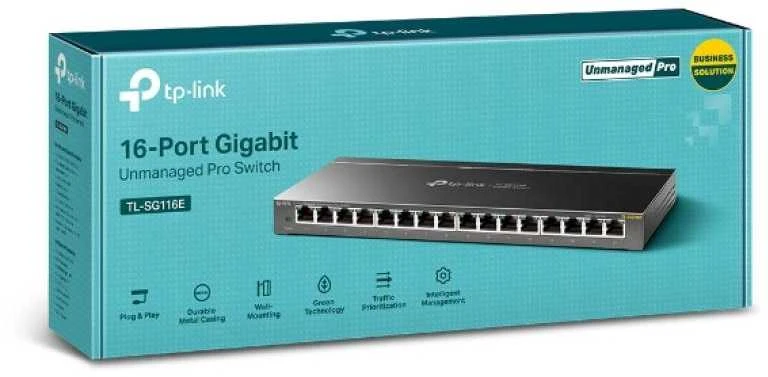 Šakotuvas TP-LINK jungiklis TL-SG116E, valdomas žiniatinklyje