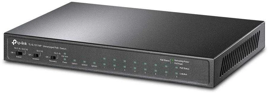 Šakotuvas TP-LINK | 8 prievadų 10/100 Mbps + 3 prievadų Gigabit stalinio kompiuterio jungiklis su 8 prievadų PoE+ | LS1008 | Nevaldomas | Darbalaukis | Maitinimo tipas Išorinis