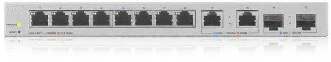 Šakotuvas Switch ZyXEL XGS1210-12 - V2 - Switch - managed - 8 x 10/100/1000 + 2 x 100/1000/2.5G + 2 x 1 Gigabit/10 Gigabit SFP+ (Uplink) - Desktop do montażu na ścianie