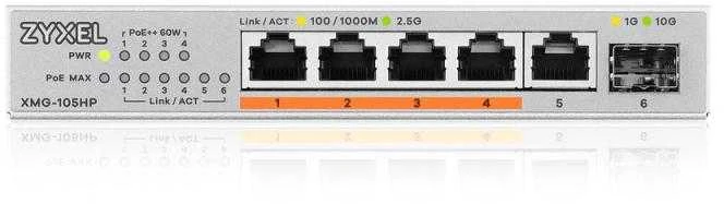 Šakotuvas Komutatorius - Zyxel XMG-105HP 100/1000/2500 PoE Sidabrinis