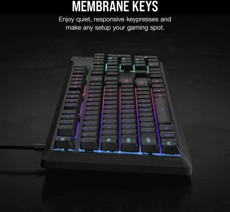 CORSAIR K55 CORE RGB Klaviatūra žaidimams RGB LED pašvietimas Juodas