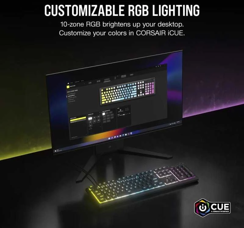 CORSAIR K55 CORE RGB Klaviatūra žaidimams RGB LED pašvietimas Juodas
