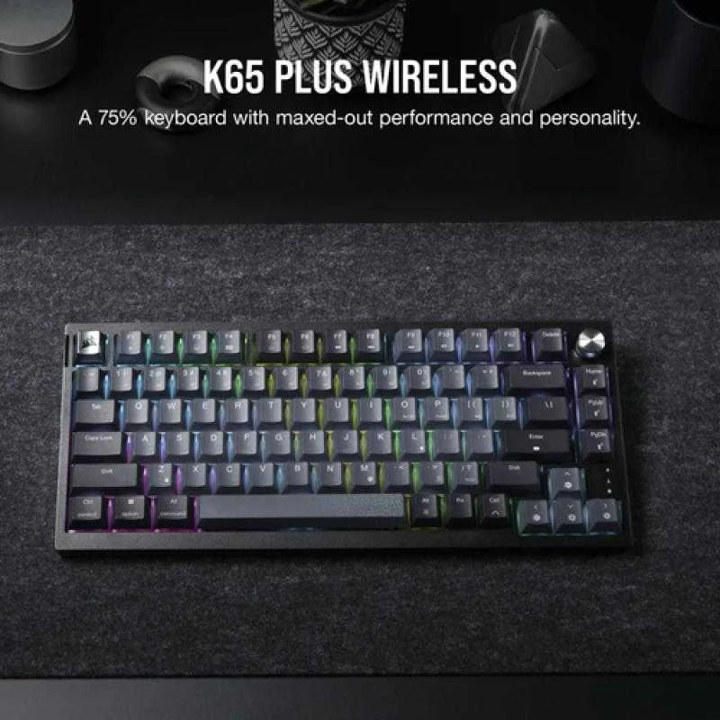 CORSAIR K65 Plus Belaidė mechaninė klaviatūra RGB LED pašvietimas Corsair MX Raudona