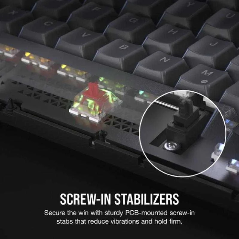 CORSAIR K65 Plus Belaidė mechaninė klaviatūra RGB LED pašvietimas Corsair MX Raudona