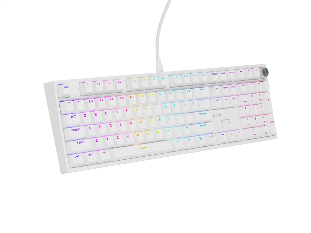 Klaviatūra žaidimams Genesis Thor 404 TKL Outemu Silent Peach su laidu mechaninė su pašvietimu balta